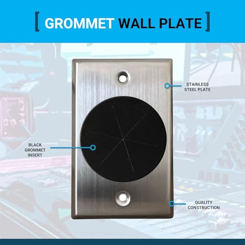 DIYTECH Grommet Wall Plate – Cable Pass Through Plate for In-Wall Cable Management, Wire Concealment for TV, HDMI, Ethernet, Speaker, and Home Theater Systems - (Stainless Steel) - color: Stainless Steel
