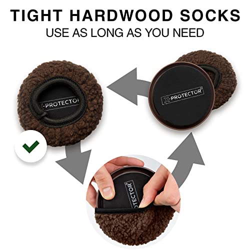 Furniture Sliders X-PROTECTOR - 4+4 Pack 5” - Brown Multi-Surface Furniture Sliders for Carpet & Hard Floors - 4 Furniture Movers for Carpeted Floors and 4 Hardwood Socks - Move Furniture Easily! - size: 4+4 Pack 5 in (Brown)