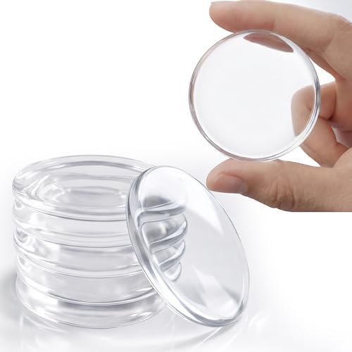 Door Stoppers for Wall, 2 Inch 6 Pack Clear Self-Adhesive Door Handle Protectors, Quiet Rubber Bumpers for Walls or Furniture, Reusable Wall-Mounted Door Guards for Home，Door Knob Wall Protector