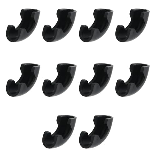 HJGarden 10PCS Furniture Foot Arched Bent Brackets Round Tube Pit Pads Steel Bar Non Slip Chair Feet Open Plastic Protective Sleeves 1.48 x 0.63 x 0.56 Inches for Sofas Dressers Nightstands Black