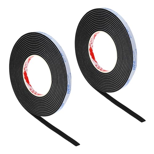 PATIKIL 3/8"W x 1/8"T x 16.4Ft EVA Black Single Sided Foam Tape, 2Pcs Multipurpose Weather Stripping Foam Sealing Tape - color: Black, size: 3/8"W x 1/8"T x 16.4Ft
