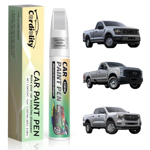 Car Touch Up Paint Iconic Silver Metallic(JS/M7432A) for Ford, Color Accurate Car Scratch Repair Remover Pen Fix Auto Paint Chips and Nicks - color: Iconic Silver Metallic(JS/M7432A)for Econoline/Edge/Escape/Expedition/Explorer/F-Series/Fusion/Mustang/Ran