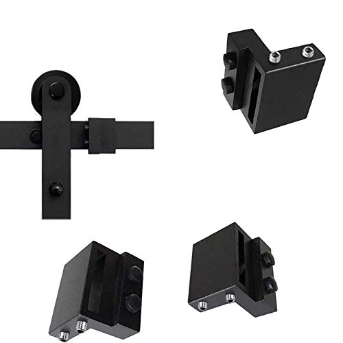 2PCS Barn Door Stopper for Sliding Barn Door Flat Track, Perfect Replacement Sliding Door Hardware Accessories, Black (Fit for Track: Width: 1-7/16 in-1-5/8 in, Thickness: 1/4 in)
