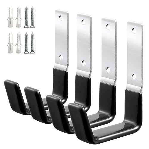 GeeWatom Heavy Duty Steel Garage Hooks,Garage Storage Utility Hooks,Anti-Slip Hanger, Tool Organizer,Steel Wall Mount Organizer, Garden Hose Hanger (Small-4PC) - size: Small-4PC