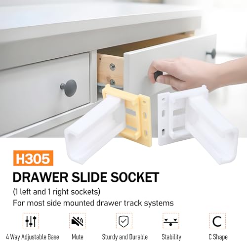 Drawer Slide Socket Set Cabinet Hardware RV Drawer Parts for 1" Drawer Slide, 1 Set (1" Slide Rail Groove) - size: 1" Slide Rail Groove without Raised Edge