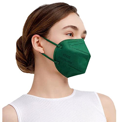 SAROULU 5-Layer Breathable Disposable KN95 Face Masks Respirator Cup Dust Safety Protection Mask - color: Dark Green-40