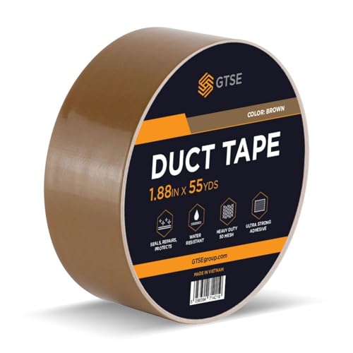 GTSE Brown Duct Tape, 2 Inches x 55 Yards (164 ft), Heavy Duty, Waterproof Repair Tape for Indoor or Outdoor Use, 1 Roll - color: Brown, size: 2" x 55 yards