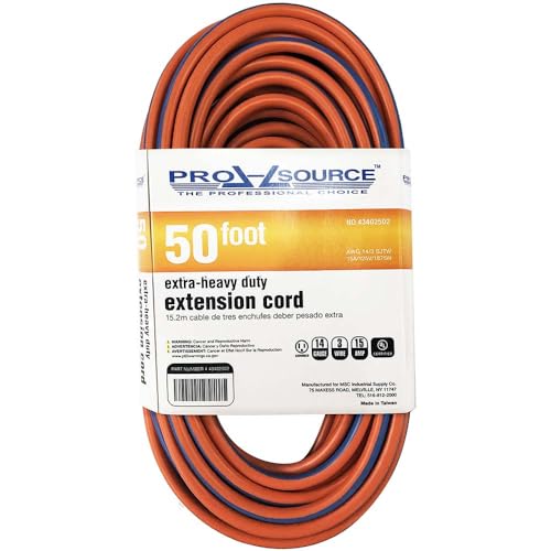 PRO SOURCE 50-Foot Orange & Blue 14-Gauge Outdoor Extension Cord with Indicator Light - color: Orange & Blue