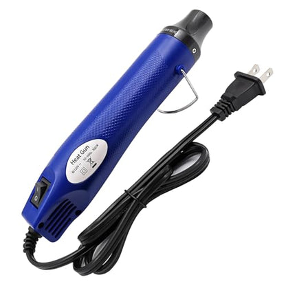 Mini Heat Gun, Portable Hot Air Gun Tool for DIY Crafts Heat Shrink Gun for Epoxy Resin, Embossing, Shrinking Wrapping Drying Paint Removing Stickers (Blue) - color: Blue