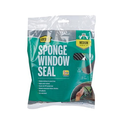M-D Building Products 43155 1/4 in. x 1 in. x 10 ft. Black Sponge Window Seal for Medium Gaps - size: 1/4" X 1"