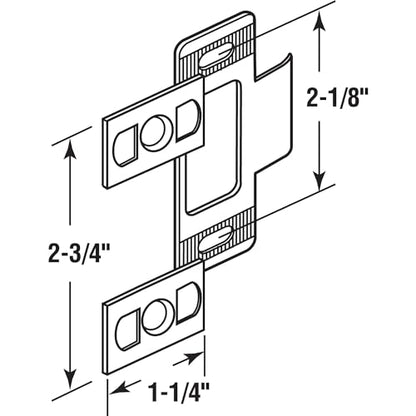 Prime-Line U 94865 2-3/4 in. x 2-1/8 in. Adjustable Strike, Three Piece, Satin Nickel (1 Set) - color: Satin Nickel