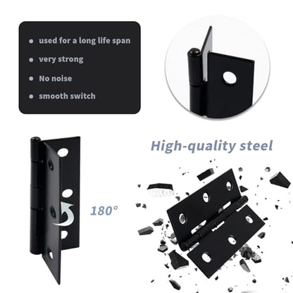 Antrader Cabinet Gate Closet Door Hinge 2-2/5'' Long Home Furniture Hardware Folding Hinge Black Pack of 12 - color: Black, size: 2.36" x 1.47", 12pcs