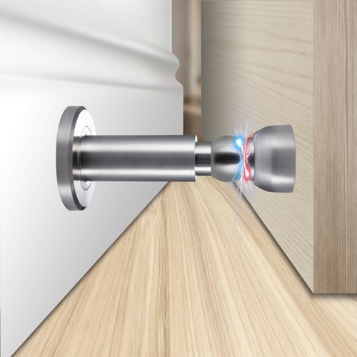Door Stoppers – Heavy Duty Magnetic Door Stopper for Wall & Bottom of Door – Premium Adjustable Door Stop with Heavy-Duty Windproof Design, Constructed with SUS304 (Stainless Steel-1PCS) - color: Stainless Steel-1PCS