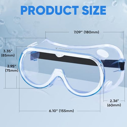 TICONN Anti-Fog Safety Goggles, HD Clear Eye Protection, ANSI Z87.1 Lab Goggles for Chemistry, Industrial - style: 4