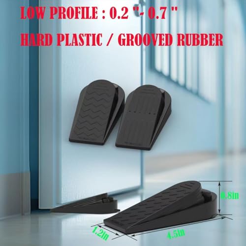 Heavy Duty Door Stopper, Stainless Steel and Rubber, Spring-Loaded Adjustable Design, Non-Slip Metal Wedge for Home and Office (4)