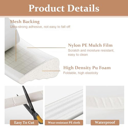 2 pcs 118”Wedge-Shape Foam Window Weather Stripping Door Seal Strip,Soundproofing Frame Winter Insulation Tape for Exterior Front Door,Noise Cancelling Window Inserts,Door Gap Filler Light Blocker