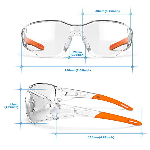 Safety Glasses Anti-Fog Lens,Adjustable Frames Eye Protection Goggles For Men Women - color: Orange