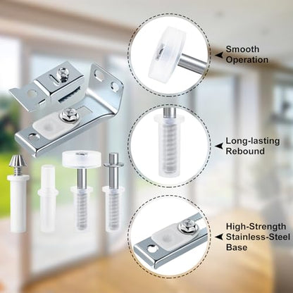 Bifold Door Hardware Repair Kit, 2 Pack Bifold Closet Door Hardware, Folding Door Hardware Include Top & Bottom Bracket, 3/8" Pivot, 7/8" Guides Wheel, for Folding Pocket Door Replacement