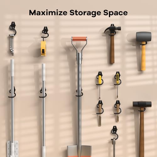 HUPBIPY 6 Pack Metal Garage Hooks, Heavy Duty S Hooks Tool Hangers for Garage Wall, Shed, Garden Storage Organizer - color: Black S Hook