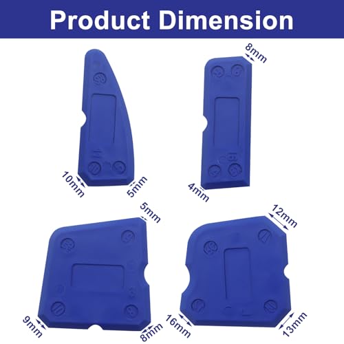 BokWin 4-Pack Silica Gel Caulking Tool Set, Caulk Kit for Grout Finishing, Caulking Tool Set for Bathroom Kitchen Surfaces, Hand Caulk Removal Assistant in Blue