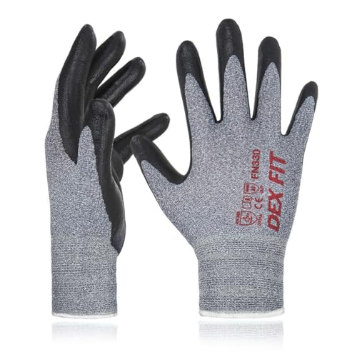 DEX FIT Nitrile Work Gloves FN330, 1 Pair, 3D-Comfort Stretchy Fit, Firm Grip, Thin & Lightweight, Touch-Screen Compatible, Durable, Breathable & Cool, Machine Washable; Grey S (7) - color: Grey, size: Small(1 Pair)