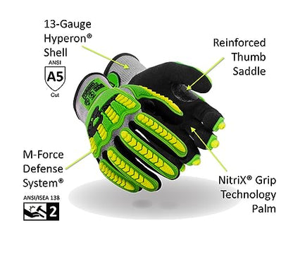 MAGID T-REX ANSI A5 Lightweight Sandy Nitrile Palm Coated Impact Gloves, 1 Pair, Size 6/XS, TRX441 - size: 6/XS, style: 1 Pair