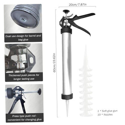Sausage Caulking Gun, Caulking Tool Gun, 20 Oz Sausage Guns, Soft and Hard Glue with 10 Nozzles Adhesive Sealant Tool Kit Guns Household Tools, Caulk