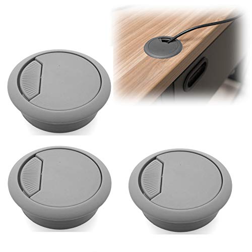 Modket M4327-51-GRY-3 PC Computer Cord Cable Wires Organizer Hole Cover 2" Gray Plastic Desk Grommet - 3 Pack - color: Grey