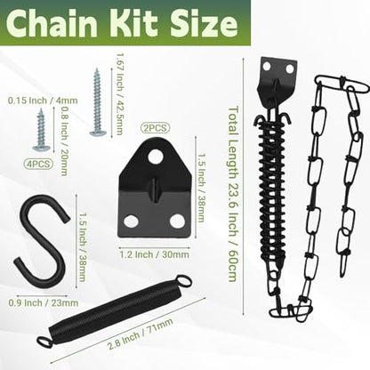Storm Door Closer Kit with Protector Chains Spring, Complete Screen and Storm Door Hardware Repair Kit with Pneumatic Closer & Latch Set, Adjustable Closing Speed (Black) - size: Black - 1 Pack