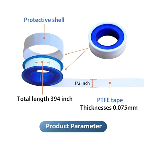 PTFE Thread Seal Tape 4-Pack - High Density Leak Repair & Waterproof White Sealing Tape for Pipe, Plumbing, Faucet - High Temperature Resistant, Plumbing Link Tape (1/2×394 inch Each)