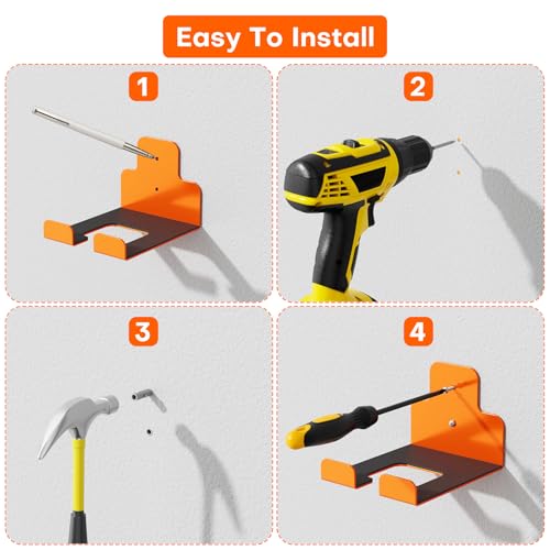 Weed Eater Hanger & Garage Hooks Heavy Duty, Garage Organizer Rack, Garden Tool Organizer Wall Mounted - 2Pack - color: Orange-B