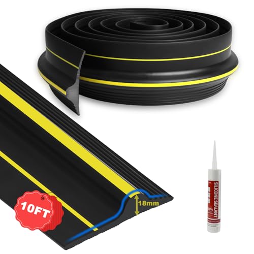 DGSL 10FT Garage Door Threshold Seal Strip, Upgrade 0.7'' Heavy Duty Garage Rubber Bottom Seal, DIY Weather Stripping Replacement with 2 Adhesives - size: 10 Feet