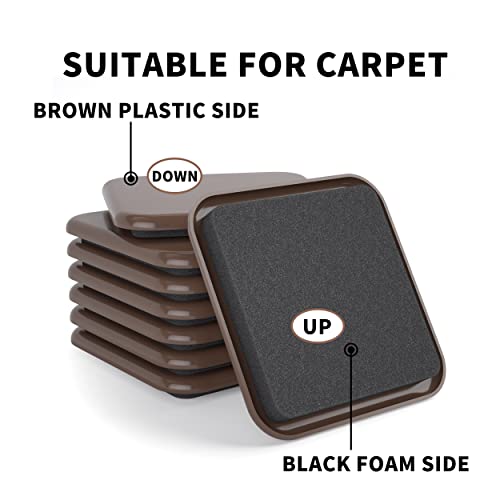 Yelanon Square Furniture Sliders – 16 PCS 2.5" Floor Protectors for Furniture - Furniture Movers Sliders – Protects Floors from Scratches-Brown - size: 16pcs 2.5"brown