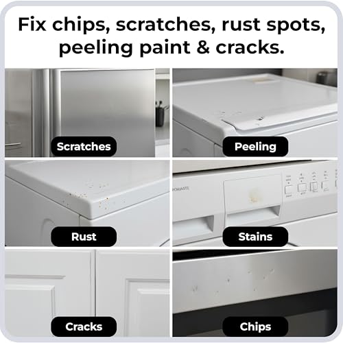 spot. High-Gloss White Touch Up Paint – Porcelain and Appliance Repair for Chips, Stains, Scratches, and Cracks on Fridges, Microwaves, Dishwashers, Dryers, Tiles, and Metal Surfaces – 1 fl oz - color: Impeccable White