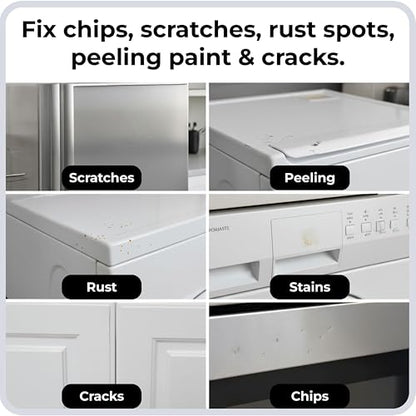 spot. High-Gloss White Touch Up Paint – Porcelain and Appliance Repair for Chips, Stains, Scratches, and Cracks on Fridges, Microwaves, Dishwashers, Dryers, Tiles, and Metal Surfaces – 1 fl oz - color: Impeccable White