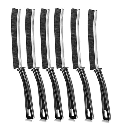 CrafTreat Hard Bristle Crevice Cleaning Brush – 6 Pack (Black) – Gap Scrub Brushes for Kitchen, Bathroom, Window Tracks, Grout, Car & Tight Spaces – Household Cleaning Tool