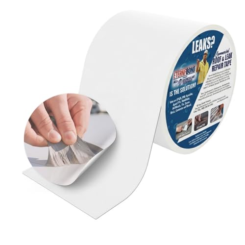 EternaBond RoofSeal White 4" x50' MicroSealant UV Stable RV Roof Seal Repair Tape | 35 mil Total Thickness - EB-RW040-50R - One-Step Durable, Waterproof and Airtight Sealant - color: White, size: 4" x 50'