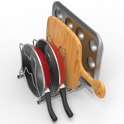 Simple Houseware Cabinet Pantry Pot and Pan Organizer Holder Rack, Chrome - color: Chrome