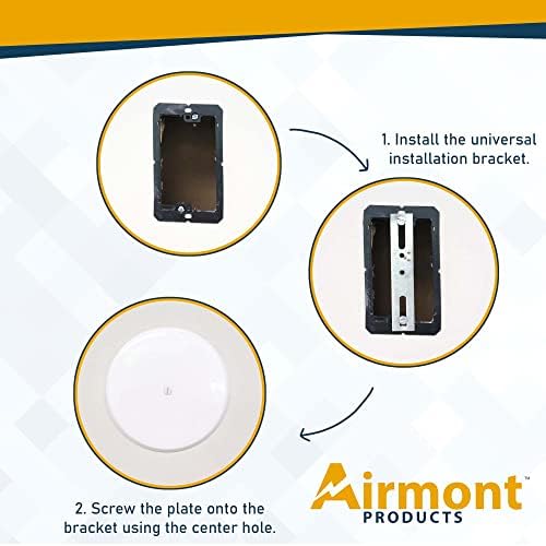 5-inch Ceiling Blank-Up Cover with Center Screw, Fits 3-1/4" to 4" Electric Box, Adjustable Bracket for Screw Hole Spacing 1.75" to 3.5", White Metal