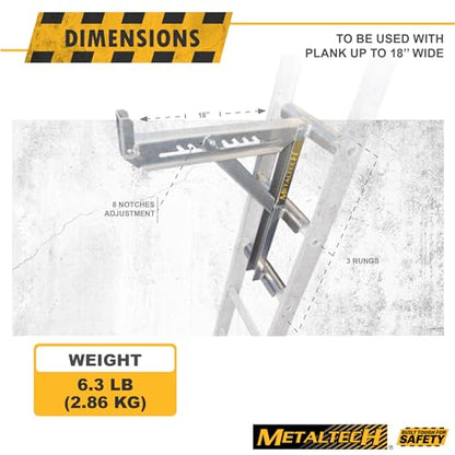 Metaltech 1 Unit 3-Rung Ladder Jack E-LJ30, Aluminum Jack for Scaffolding Extensions and Work Platforms, Scaffold, Masonry, Painting, Roofing Tool for Job Site and Home Improvement - size: 1 Unit 3 Rung