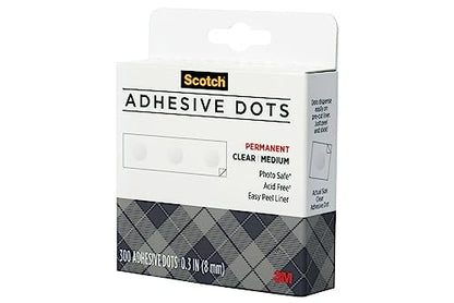 Scotch Adhesive Dots, Medium, 0.3 inches, 300 Dots/Pack, Easy Dispensing, Permanent, Photo-Safe, 1-Pack - size: 300 Count (Pack of 1), style: Original packaging