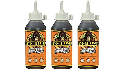 Gorilla Original Waterproof Polyurethane Glue, 8 ounce Bottle, Brown, (Pack of 3) - size: 8 Ounce (Pack of 3)