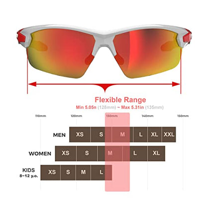 RIDE YOUR WAY Professional wrap around Frameless Cycling Sunglasses for Men and Women - color: Q5c White/Red