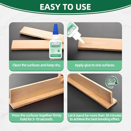 Wood Glue 30g, Super Glue for Wood Furniture Repair, Waterproof Clear Adhesive for Woodworking, Crafts DIY, Baseboard, Cabinets, Door, Indoor & Outdoor, with Anti-Clog Cap - size: 30g, style: Wood Glue