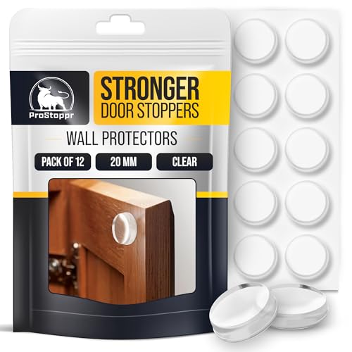 Strongest Door Stoppers for Wall 0.8" (12 Pack) - Self Adhesive & Discreet Home Door Knob Wall Protector -Quiet Door Bumper with Secure Adhesive -Rubber Door Stops -Shock Absorbent Door Handle Stopper - size: Small 0.8" (12 Pack)