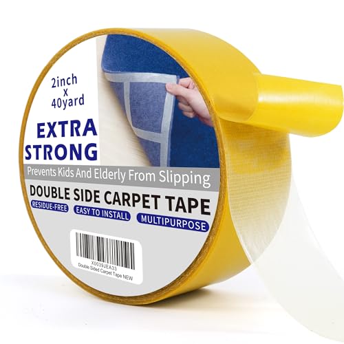 TAPEBEAR Heavy-Duty Double Side Carpet Tape, Carpet Tape for Rug, Wood, Floor, Residue-Free Rug Tape, Multipurpose Gripper Non Slip Tape, 2inch X 40yard - color: Yellow, size: 2inch x 40yard