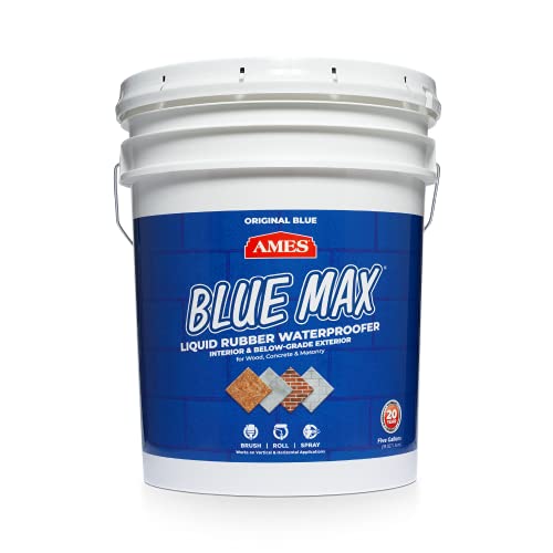 Ames Research Laboratories BMX5RG Blue MAX Waterproofer, Regular Use in Interior & Below-Grade Exterior Concrete Sealer and More. Liquid Rubber, 5 Gallon (Pack of 1), 640 Fl Oz - color: Blue, size: 5 Gallon
