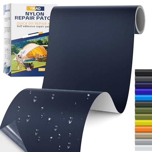 Fabric Repair Tape, Self Adhesive Nylon Repair Patch, Waterproof Outdoor Nylon Tape/Patch Kit for Down Jacket Clothing Tent Awnings Boat Cover Couches Dark Blue 4x70 inch - color: Dark Blue, size: 4" x 70"