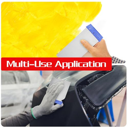 4 PCS Stainless Steel Body Filler Spreader Set, Metal Putty Knife Metal Scraper Automotive Spreader Multipurpose Use Knives Spackle Spatula Steel Sheet Putty Spreaders for Wall Decoration Hand Tools