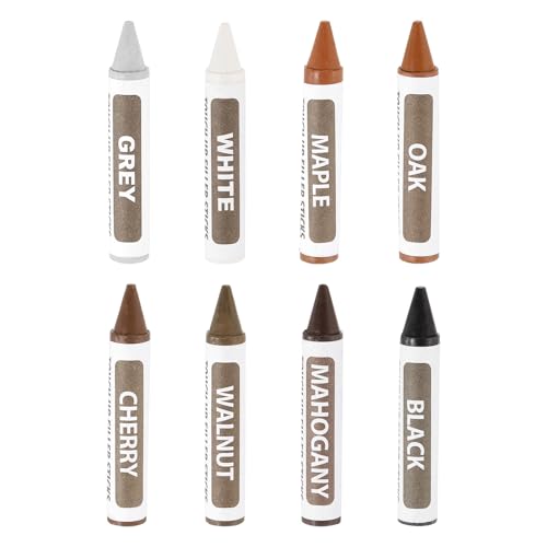 uxcell Wood Repair Markers, 8 Pcs 8 Colors, Touch Up Filler Sticks, Fine Nib, Multi Surface Use, Wood Wax Pen Crayons for Scratches, Furniture, Cabinets, Tables, Carpenters